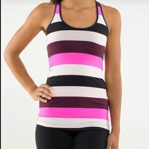 Lululemon Cool Racerback Pow Stripe Raspberry hot pink black -4
